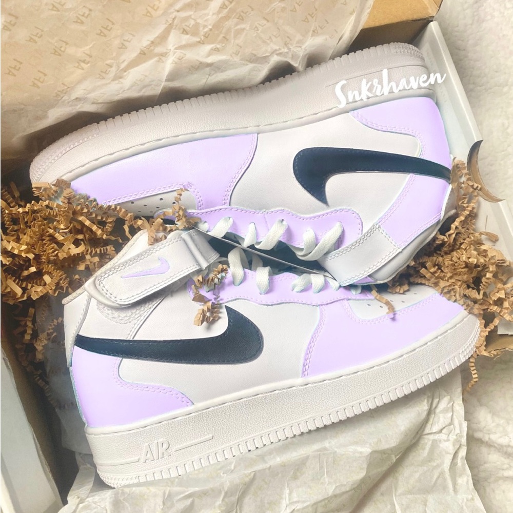 Nike Mids light purple Air Force 1 custom